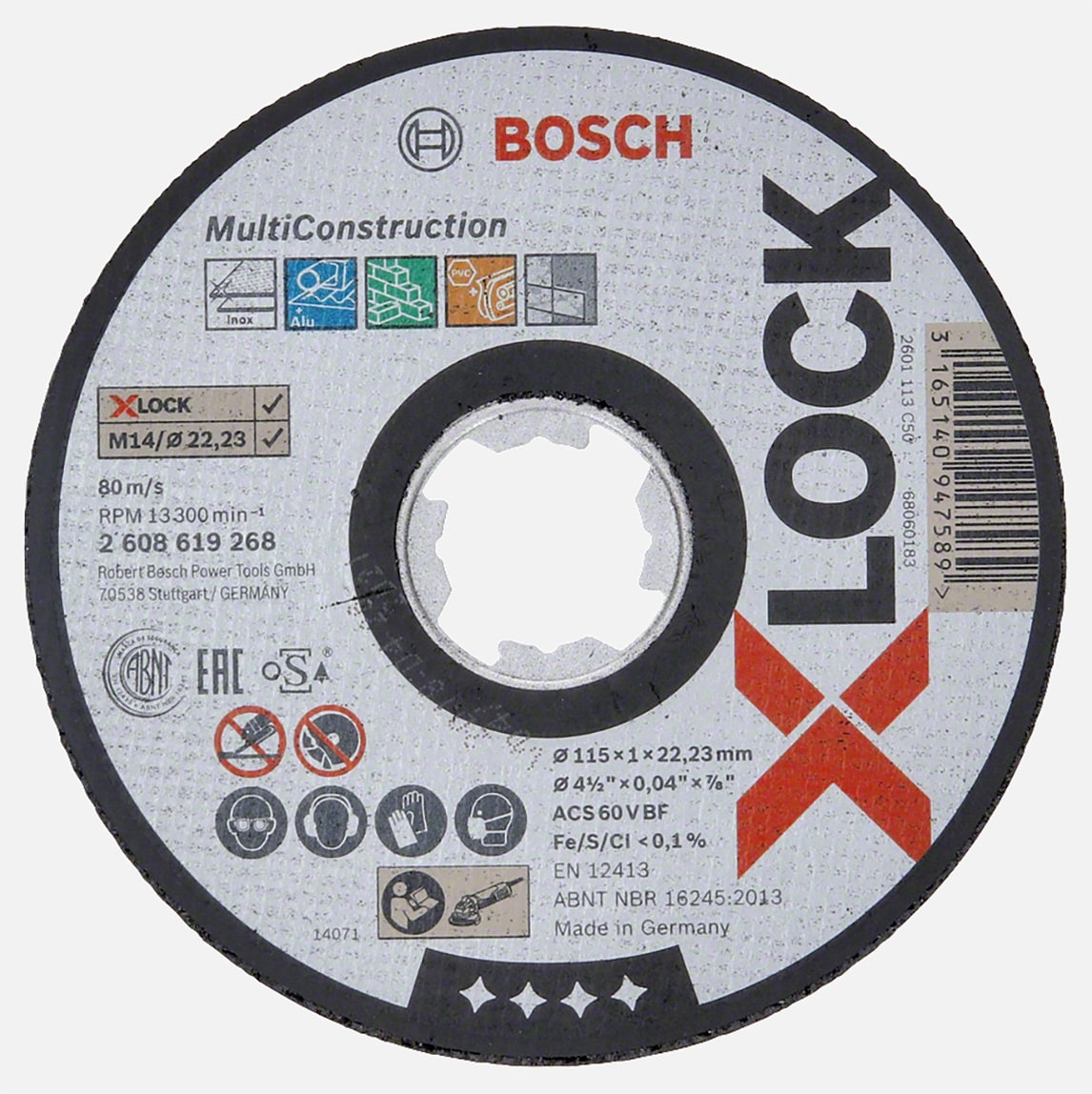 BOSCH X-Lock 115X1 mm Rapido Multiconstruction Kesici Disk