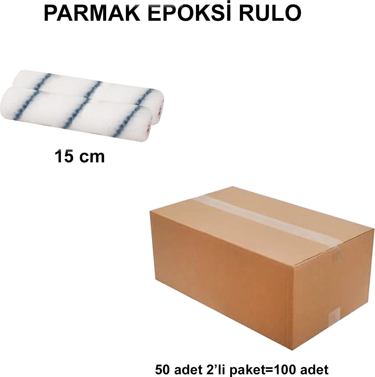 İZMİR FIRÇA Izmir Fırça Arge Toptan Parmak Epoksi Rulo Yedek 15 cm (2'Lİ)-100 Adet 012790