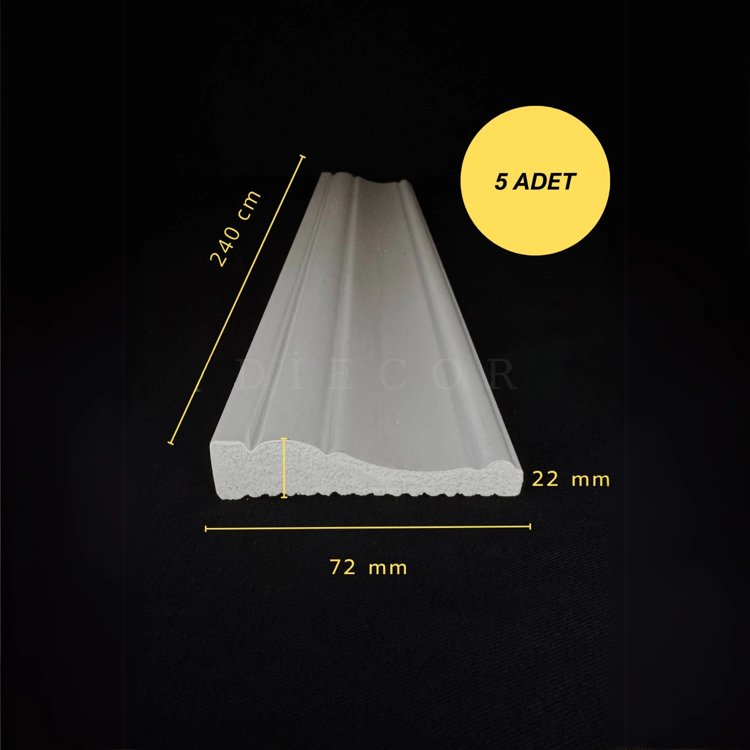 Dekoratif Boyanabilir 5 Adet 7 cm Polistren Süpürgelik