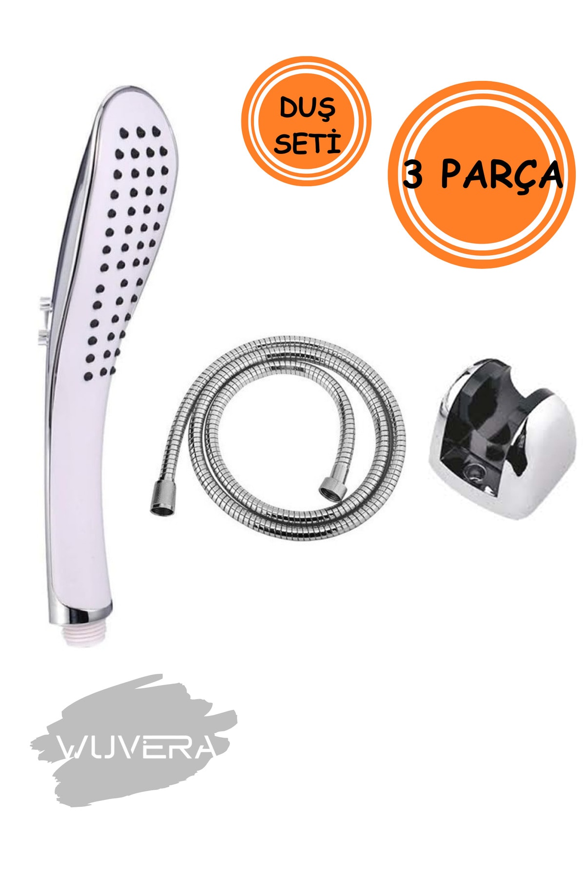 Banyo Duş Başlığı Fiskiyesi Telefonu Oval Başlık Beyaz Duş Seti