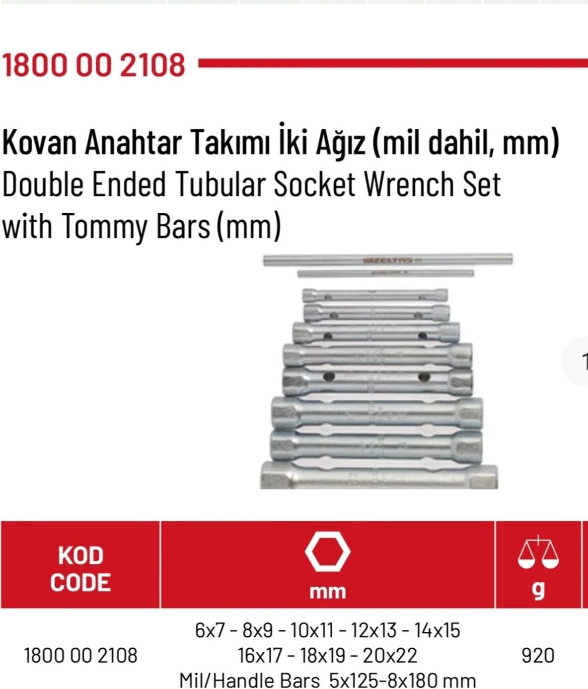 Kovan Anahtar Takımı 10 Parça