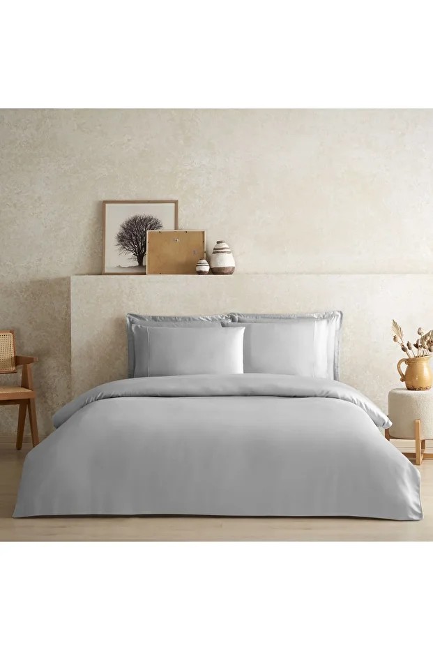 X TENCEL™ Lyocell Çift Kişilik Nevresim Kılıfı Gri