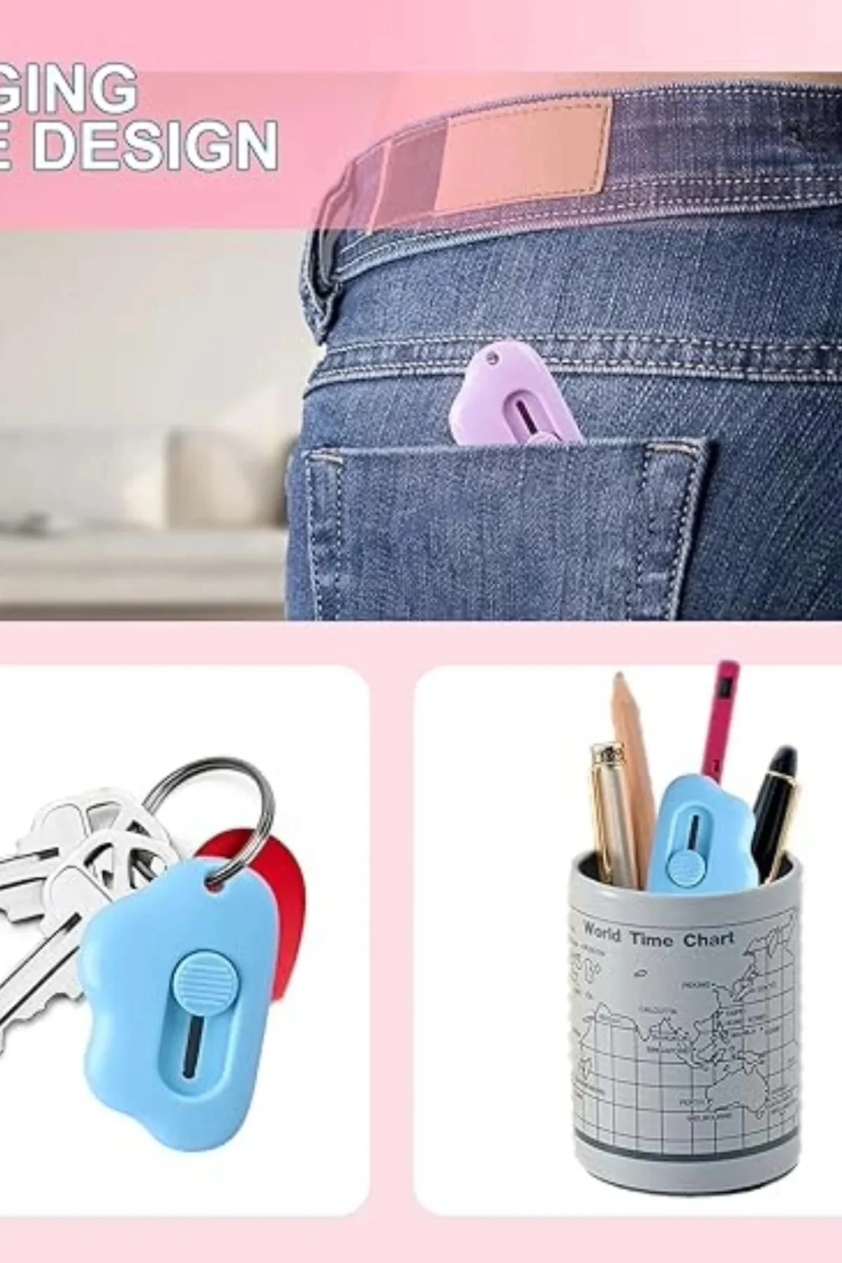 Mini Taşınabilir Çok Amaçlı Maket Kargo Açma Bıçağı Falçata 3'lü Set SHN-1191