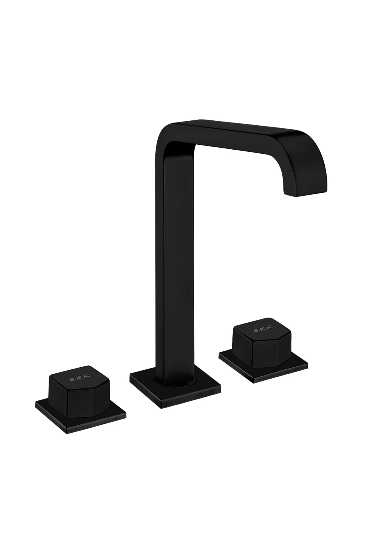 Royal Ankastre Lavabo Bataryası 3 Delikli Tezgah Üstü Mat Siyah