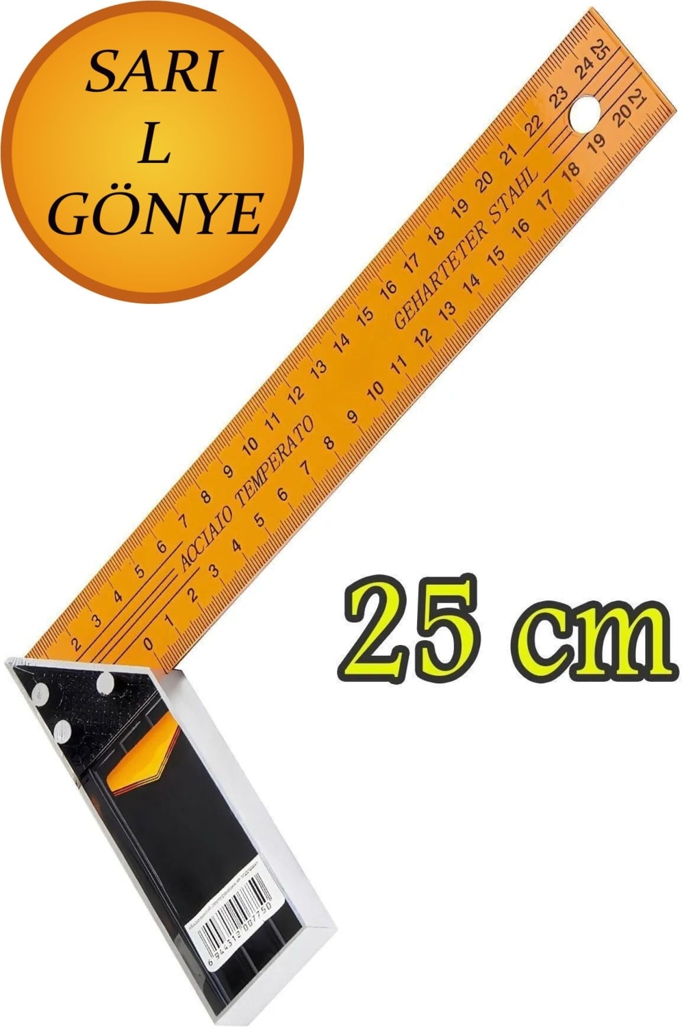 Alüminyum L Gönye Sarı Gönye Cetvel Kaynak Kaynakçı Marangoz Gönyesi 250 mm