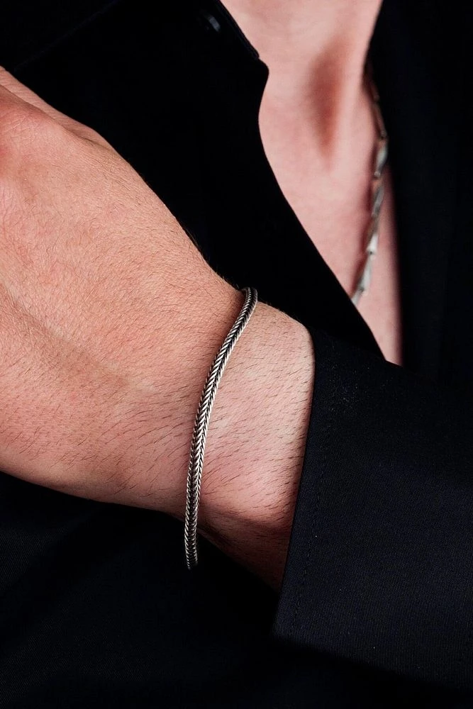 925 Ayar Gümüş Tilki Kuyruğu Oksitli Bileklik • Maden In Italy