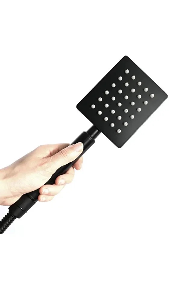 Sürgülü Duş Seti Çelik Başlık Siyah KSS104-B
