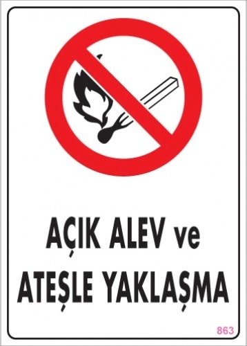 Uyarı Levhaları ''Açık Alev Ve Ateşle Yaklaşma'' Pvc 25*35