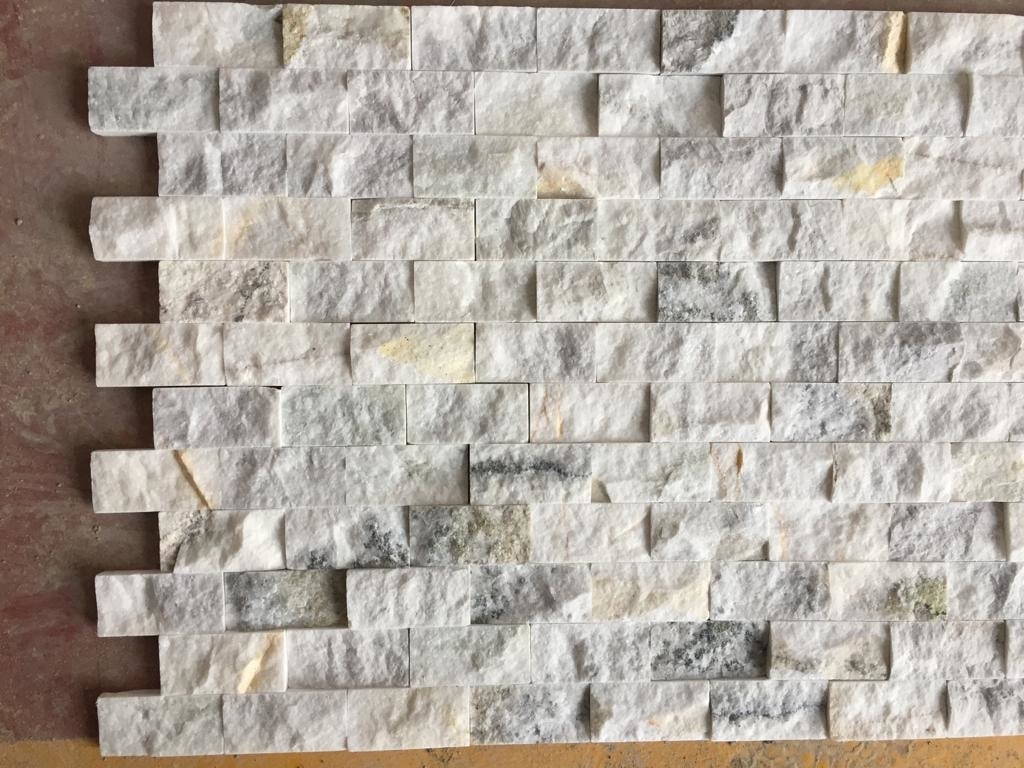 5X10Cm White Mix Doğal Taş Mermer Patlatma Mozaik Duvar Kaplaması