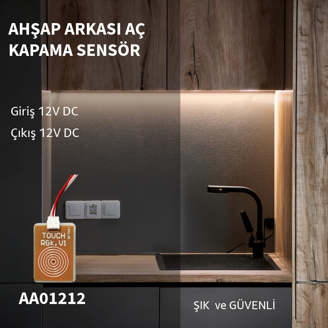 Ahşap-Taş Arkası 12V Dokunmatik Sensör Anahtarı