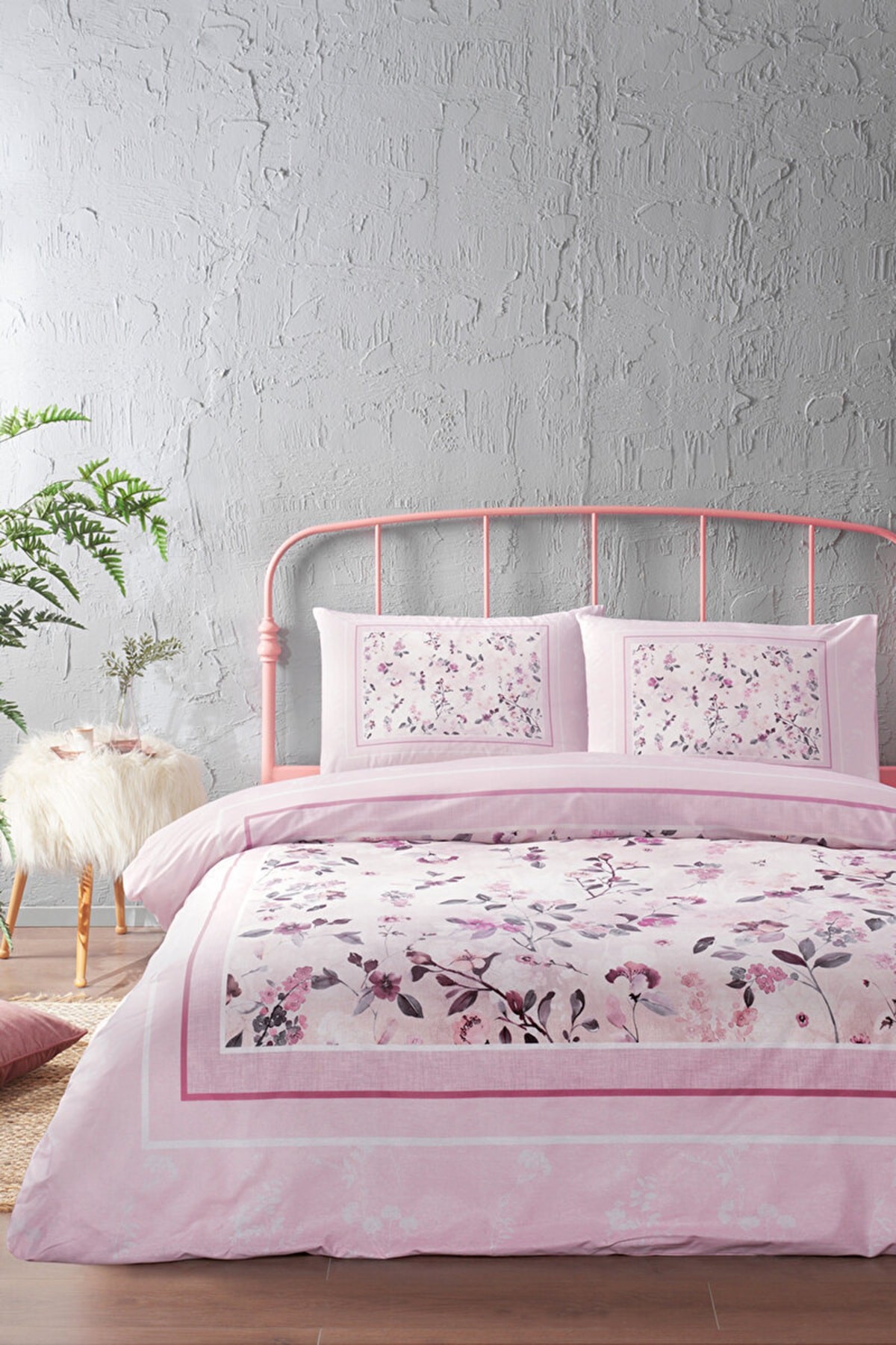 Fleur Rose Çift Kişilik Nevresim Takımı Pembe