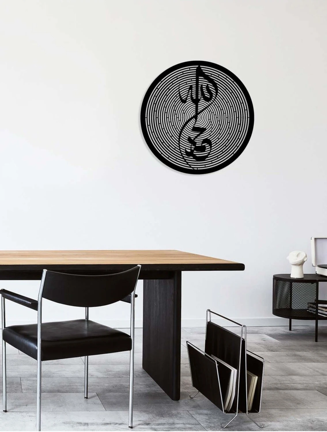 -Allah Ve Muhammed Islami Metal Tablo - Islami Ev Dekorasyonu - Dini Duvar Tabloları - 50 X 50 - Cm - Sıyah-Islm-004