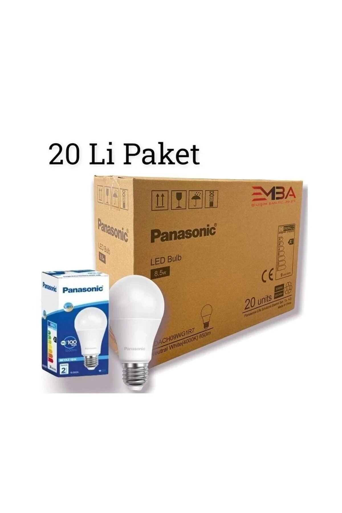 8.5 W - 60w 20 Adet Led Ampul E-27 Duy Beyaz Işık