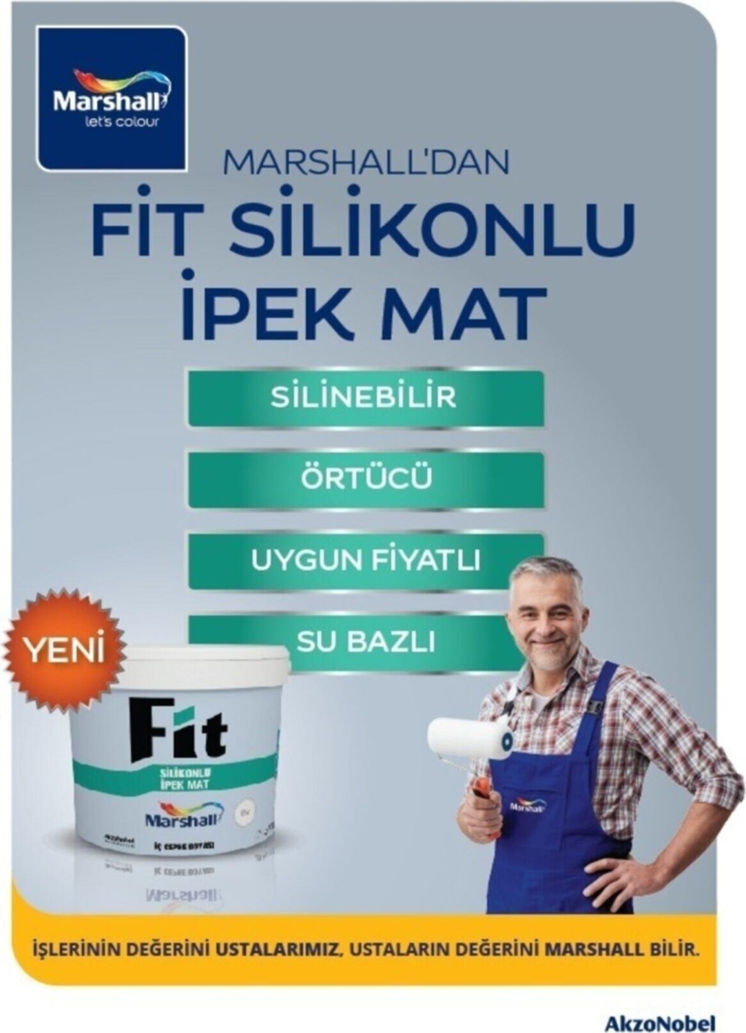 Fit Silikonlu İpek Mat Silinebilir Duvar Boyası 3.5 kg +  Fit Extra Tavan Boyası 3.5 kg + Duvar Boyama Seti