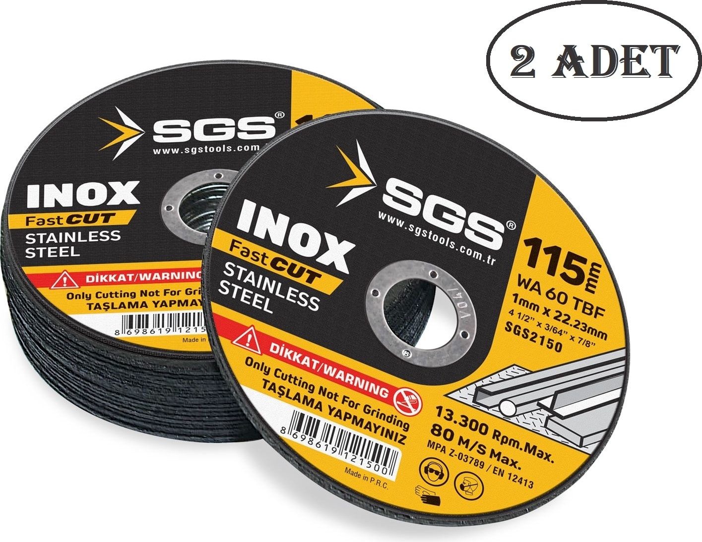 SGS Inox Metal Kesici 115X1,0X22MM (2 Adet)