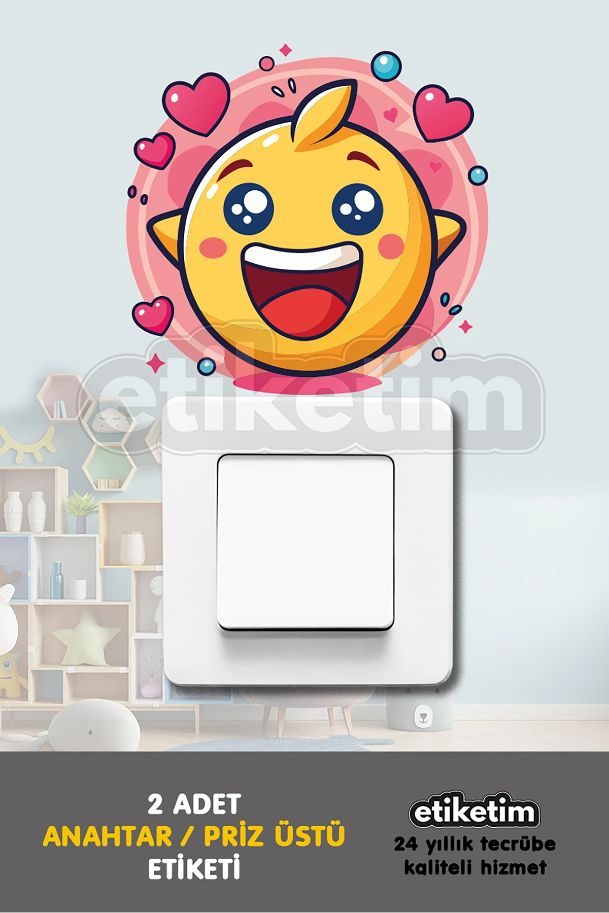 Priz Üstü Etiket Emoji İkili Set Cam Kapı Duvar Sticker