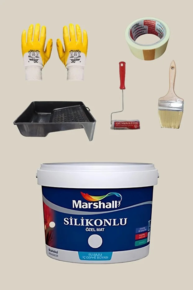 5'li Set Silikonlu Özel Mat Iç Cephe Duvar Boyası Çakıl Taşı 15-7.5-2.5lt