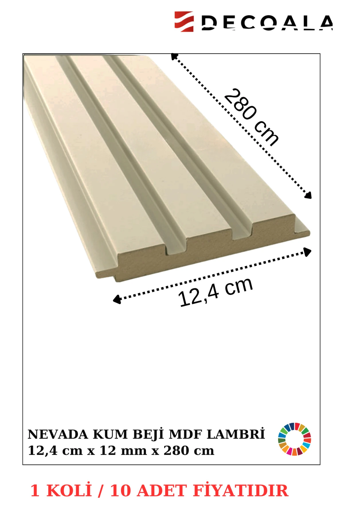 MDF Tavan & Duvar Lambri Seti (10 Adet) 12x280 cm Kum Beji Ahşap Görünümlü Dekoratif Kaplama Paneli