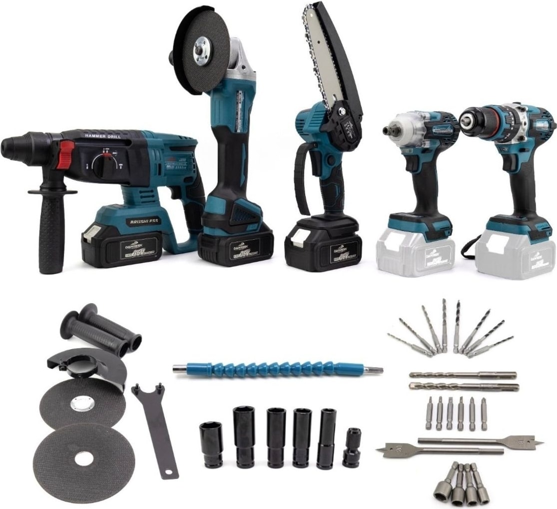 Dawreek Akülü 5-Li Set Vidalama & Torklu & Taşlama & Hilti & Zincirli Testere