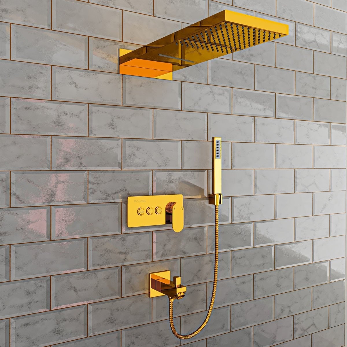 Ankastre Comfort Panel Şelale Duş Seti Altın Gold FAU111-G