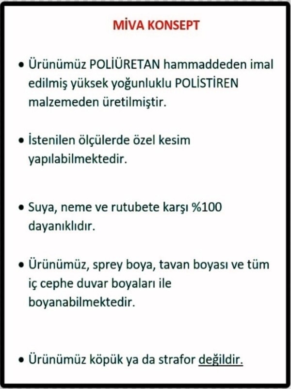 Dekoratif Boyanabilir Poliüretan Duvar Çıtası (En 2.5 cm Uzunluk :120 Cm)