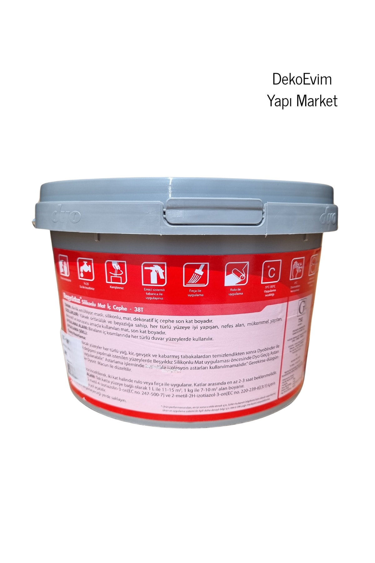 DYO Beşyıldız Silikonlu Plastik İç Cephe Duvar B. Buz Beyazı 7127 3,5 Kg.