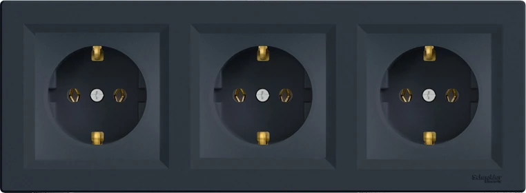 Asfora Antrasit Üçlü Set 3 Adet Topraklı Priz