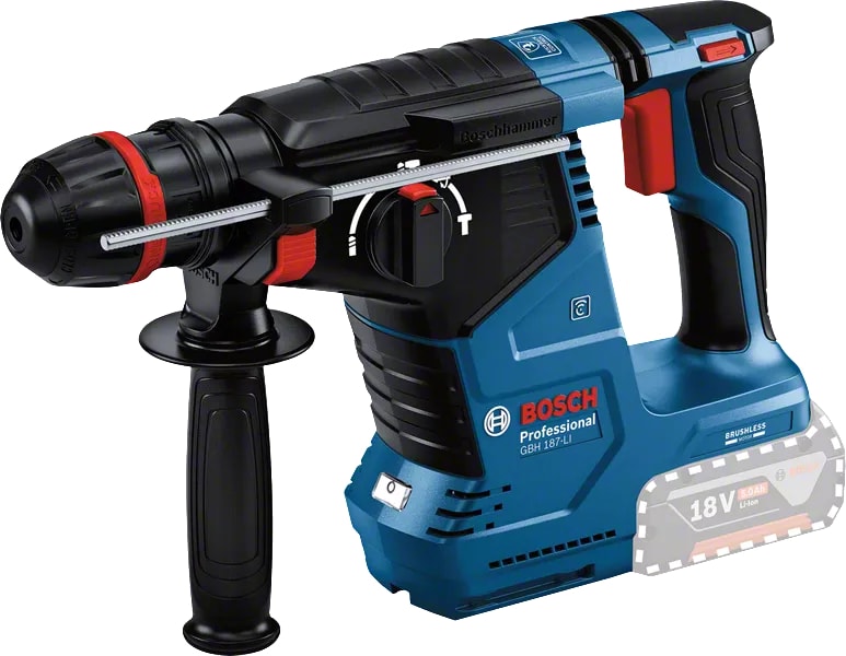 BOSCH Akülü El Aletleri Seti Kırıcı Delici Gbh 187LI + Avuç Taşlama Gws 18V-10 + Darbeli Vidalama Gsr 18V-50 – 2 x 5.0 Amper – Lbox Kutu