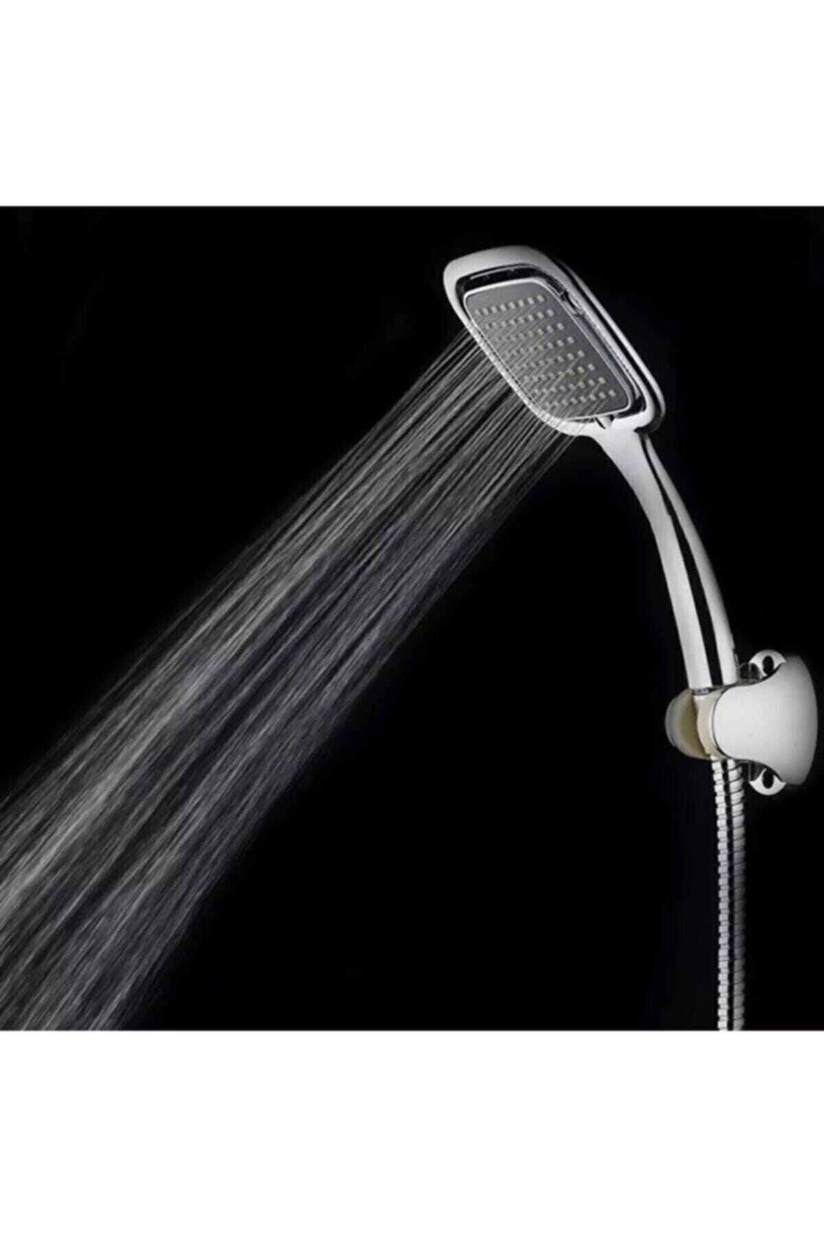 Siyah Kare Banyo Duş Seti Hortum Mafsal Ve Başlık Set