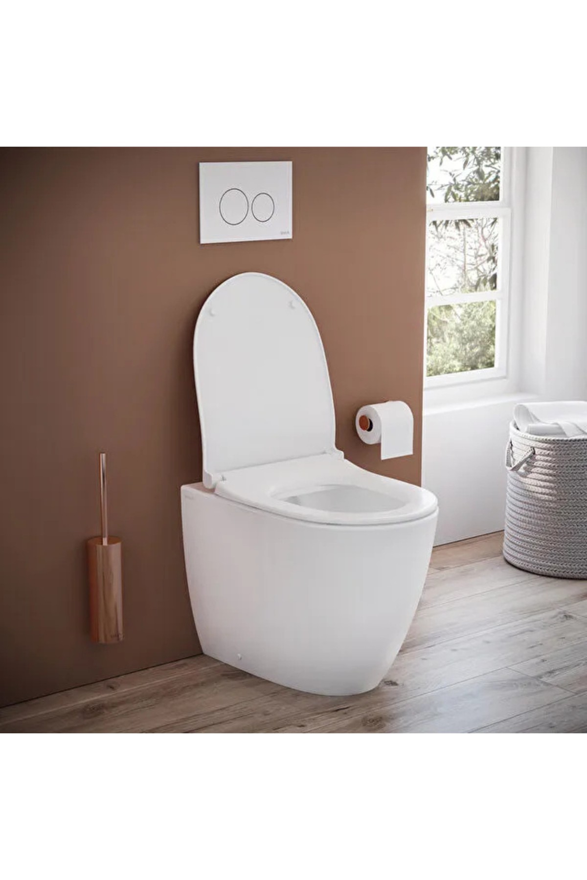 Sento Rim-ex Kanalsız Duvara Tam Dayalı Yerden Tek Klozet, 54 cm, Entegre Ara Musluklu, 7985B0