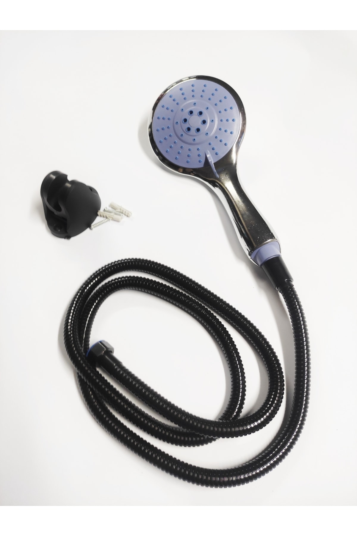 Fonksiyonlu Banyo Duş Başlığı 150 Cm Siyah Duş Hortumu Ve Siyah Mafsal Set