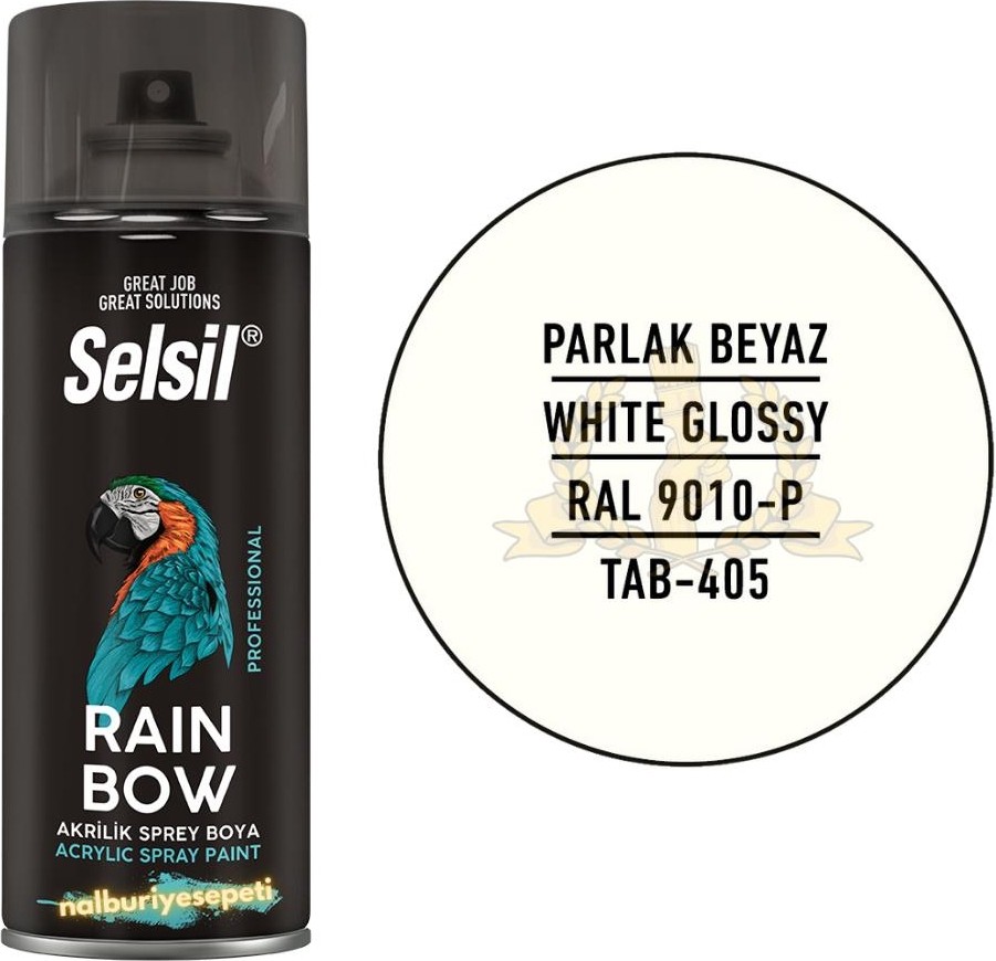 Rainbow Akrilik Sprey Boya Parlak Beyaz 400 Ml. - Ral9010