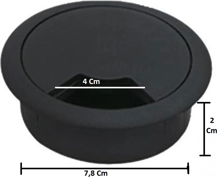 Masa Üstü Kablo Kanalı Deliği Kapağı Siyah Masa Kapağı 8 cm (5 Adet)