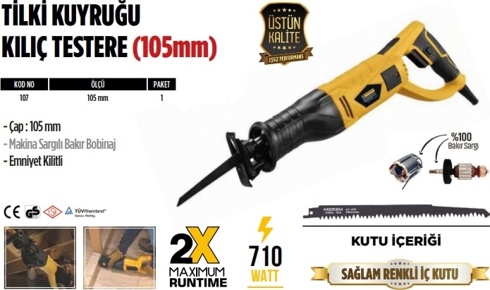 107 710W Tilki Kuyruğu Kılıç Testere 105MM