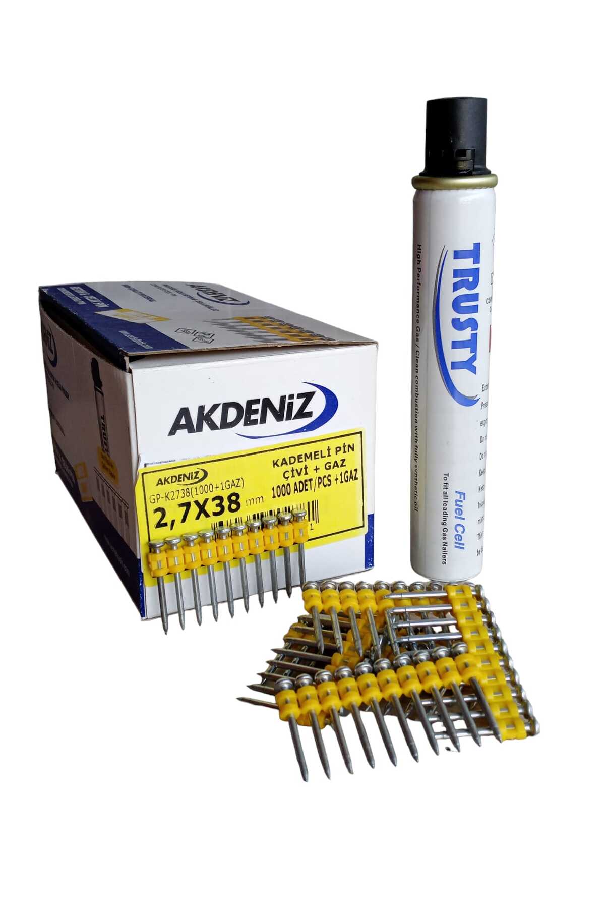 AKDENİZ  2.7X38 mm Metal-Beton Uygulamaları için Pin Çiviler(Düz Çivi)