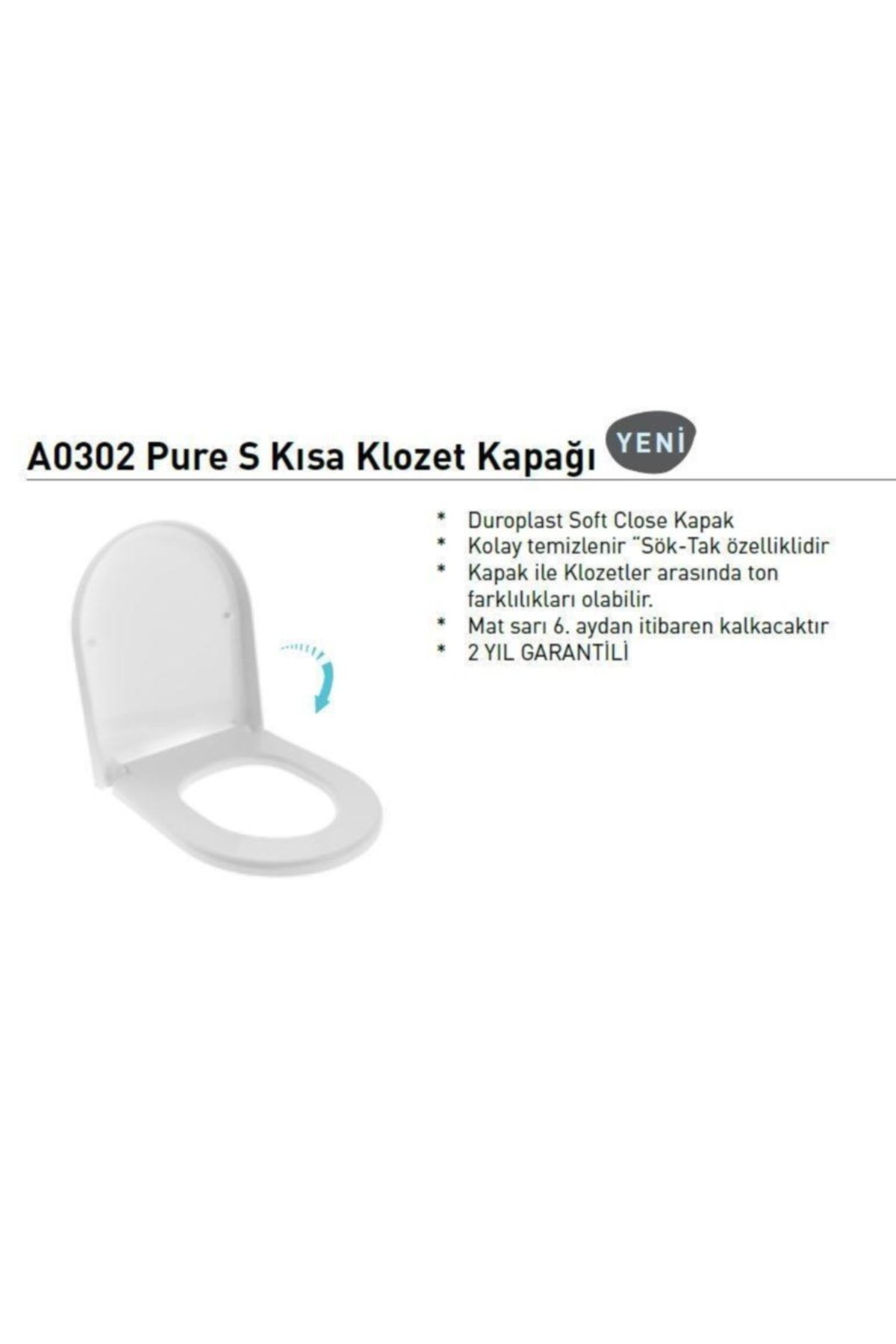 V-tondo Rimless Asma Klozet Kanalsız Kısa Kapak Hariç Mat Beyaz