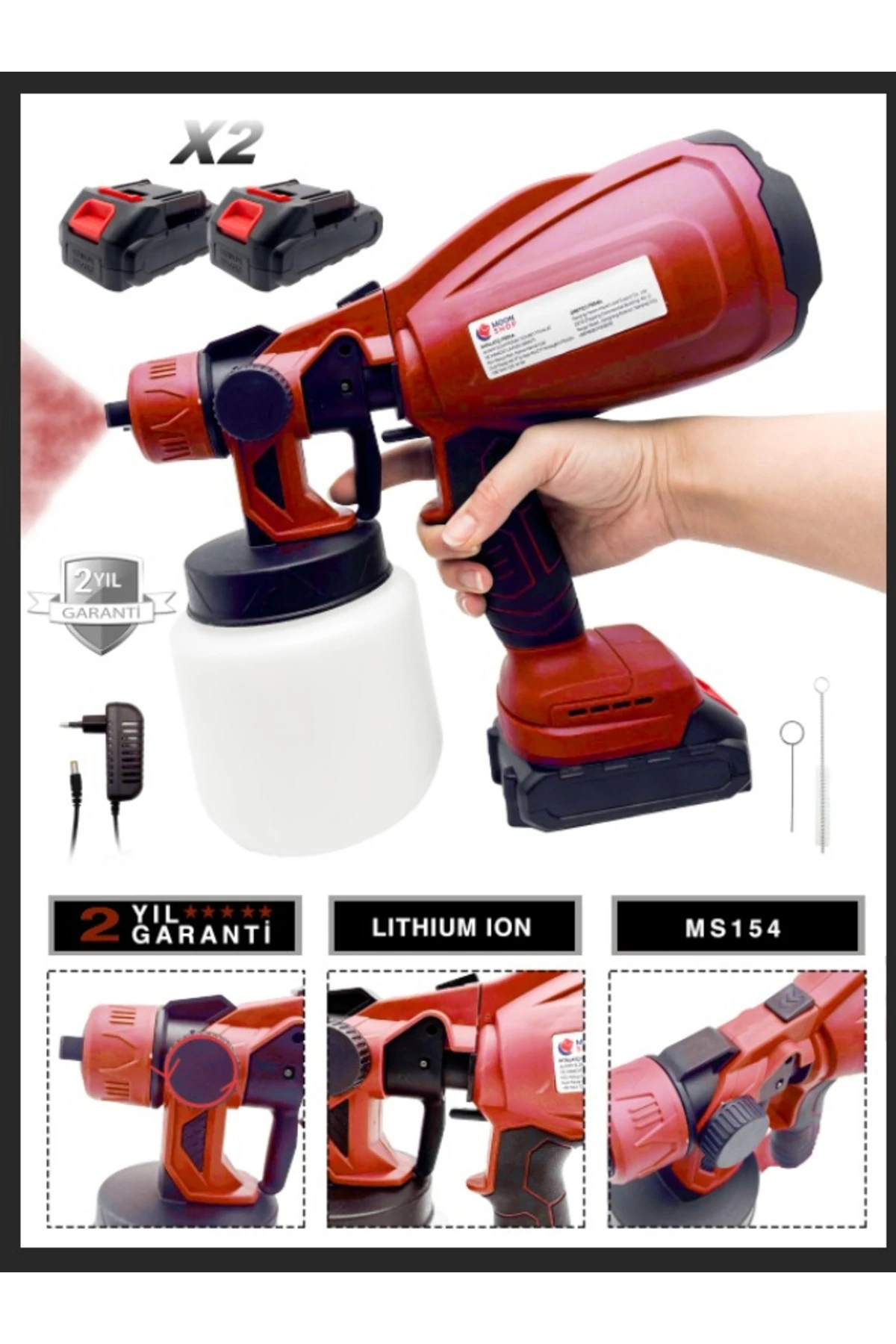 48V Çift Akülü Boya Tabancası Püskürtme Ilaçlama Makinası Vernik Ve Her Türlü Püskürtme...