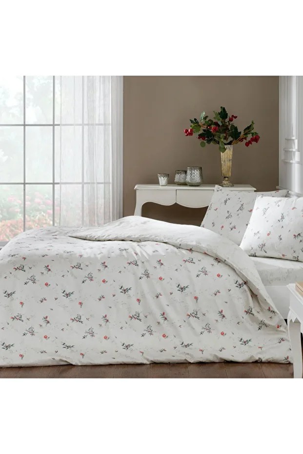 Allday Blossom Pamuk Saten Çift Kişilik Nevresim Takımı Yeşil