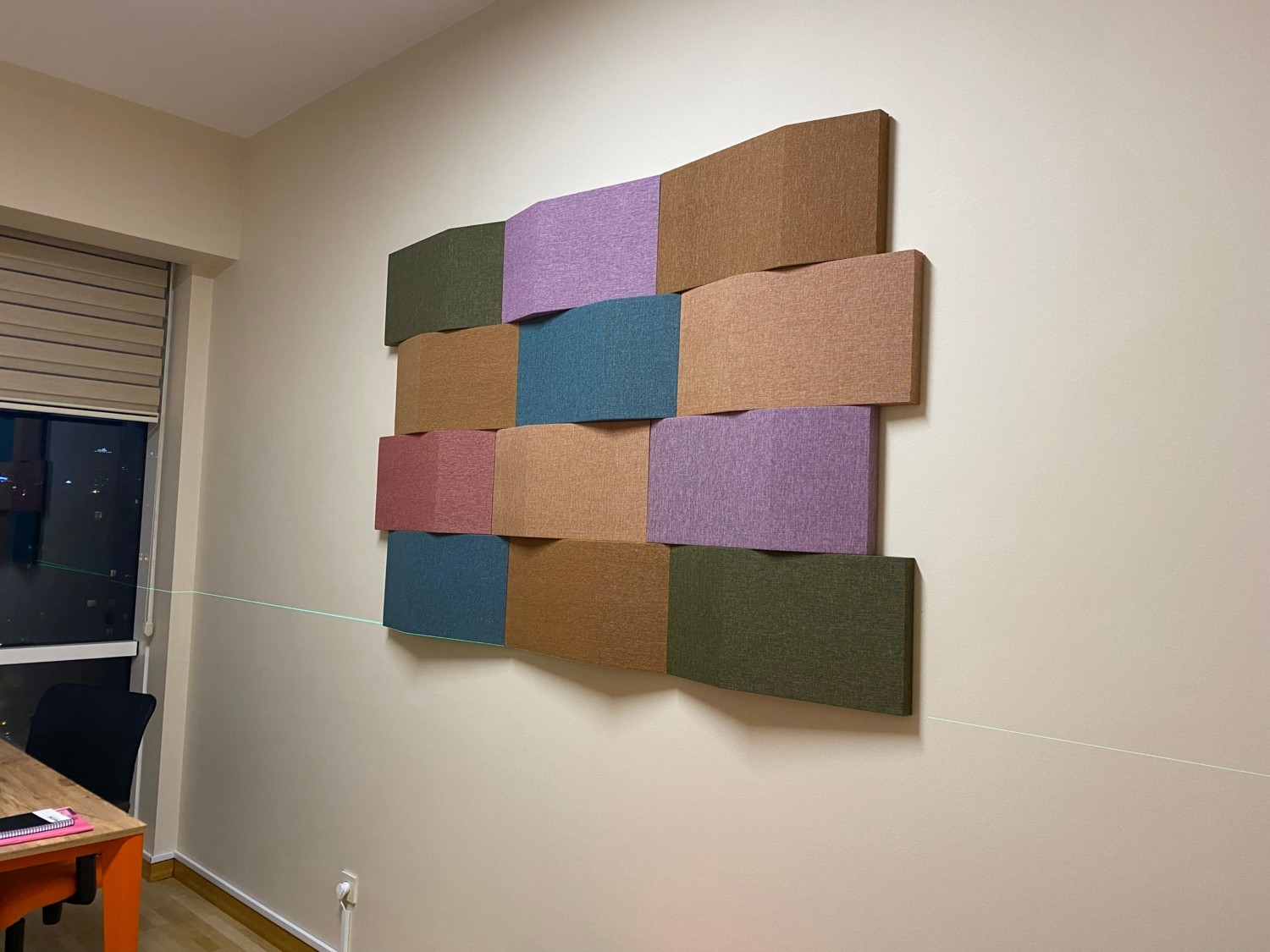 3D Akustik Kumaş Kaplı Panel 12 Adet 30X60 CM