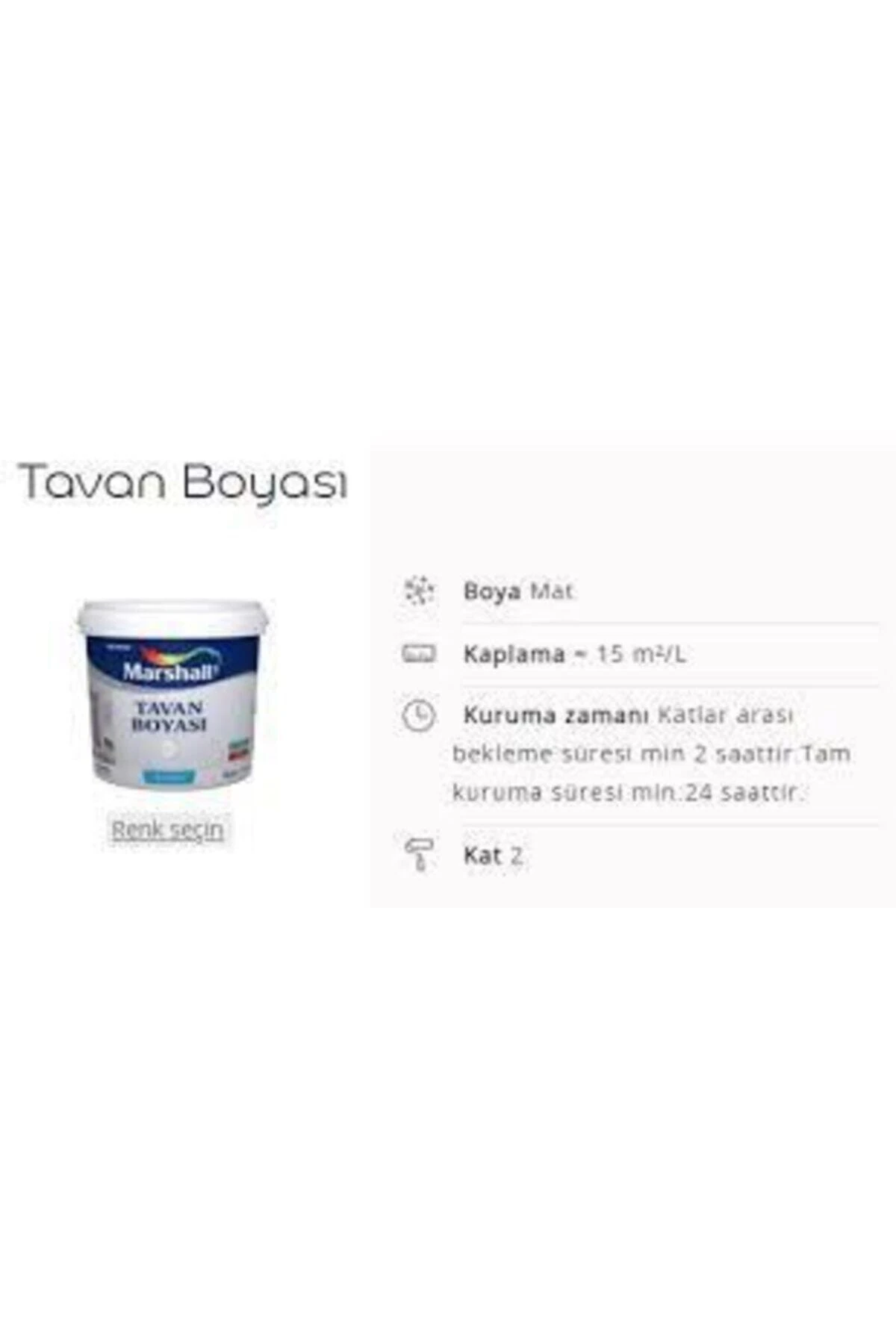 Su Bazlı Tavan Boyası 3.5 Kg.(2.1 Lt.) Kar Beyazı