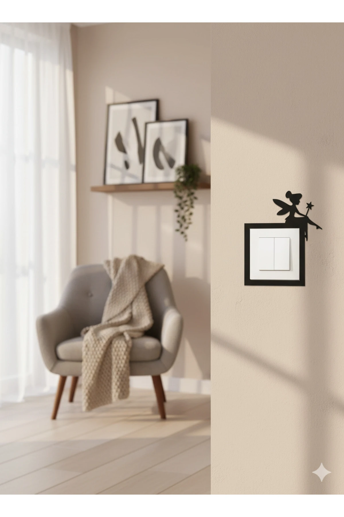 Ahşap Priz Çerçevesi Peri Temalı TR