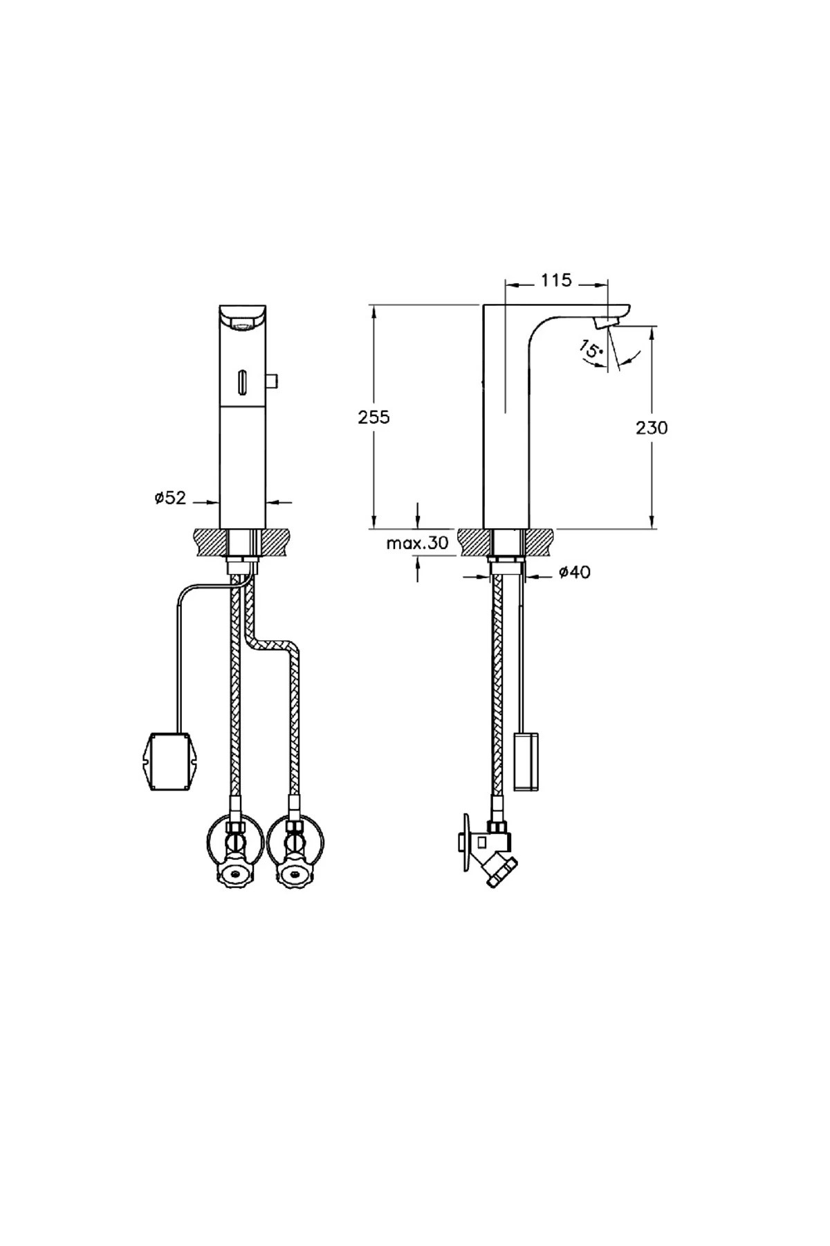 A47065 Aquasee Mod Fotoselli Yüksek Lavabo Bataryası (ÇİFT SU GİRİŞLİ, PİLLİ)