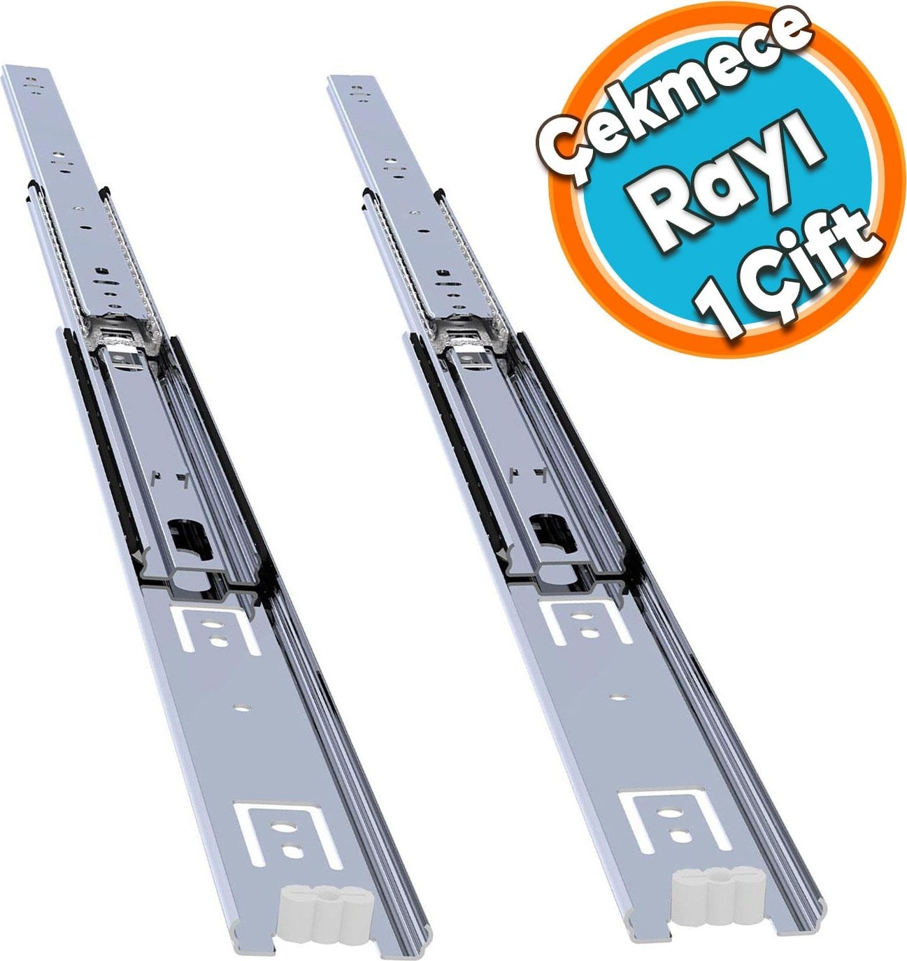 Bilyalı Dolap Çekmece Rayı Metal En 3.6 cm Uzunluk 50 cm (1 Çift)