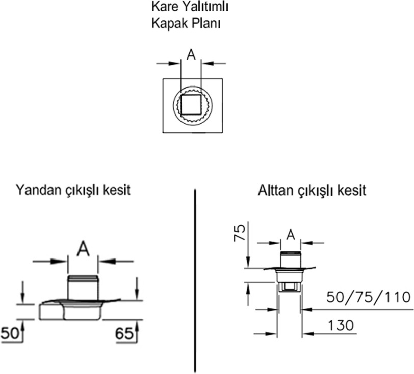 Vitra 5607280 Elegant V-Flow DK200 010 Kare Yalıtımlı Duş Kanalı,parlak Altın Yandan 50