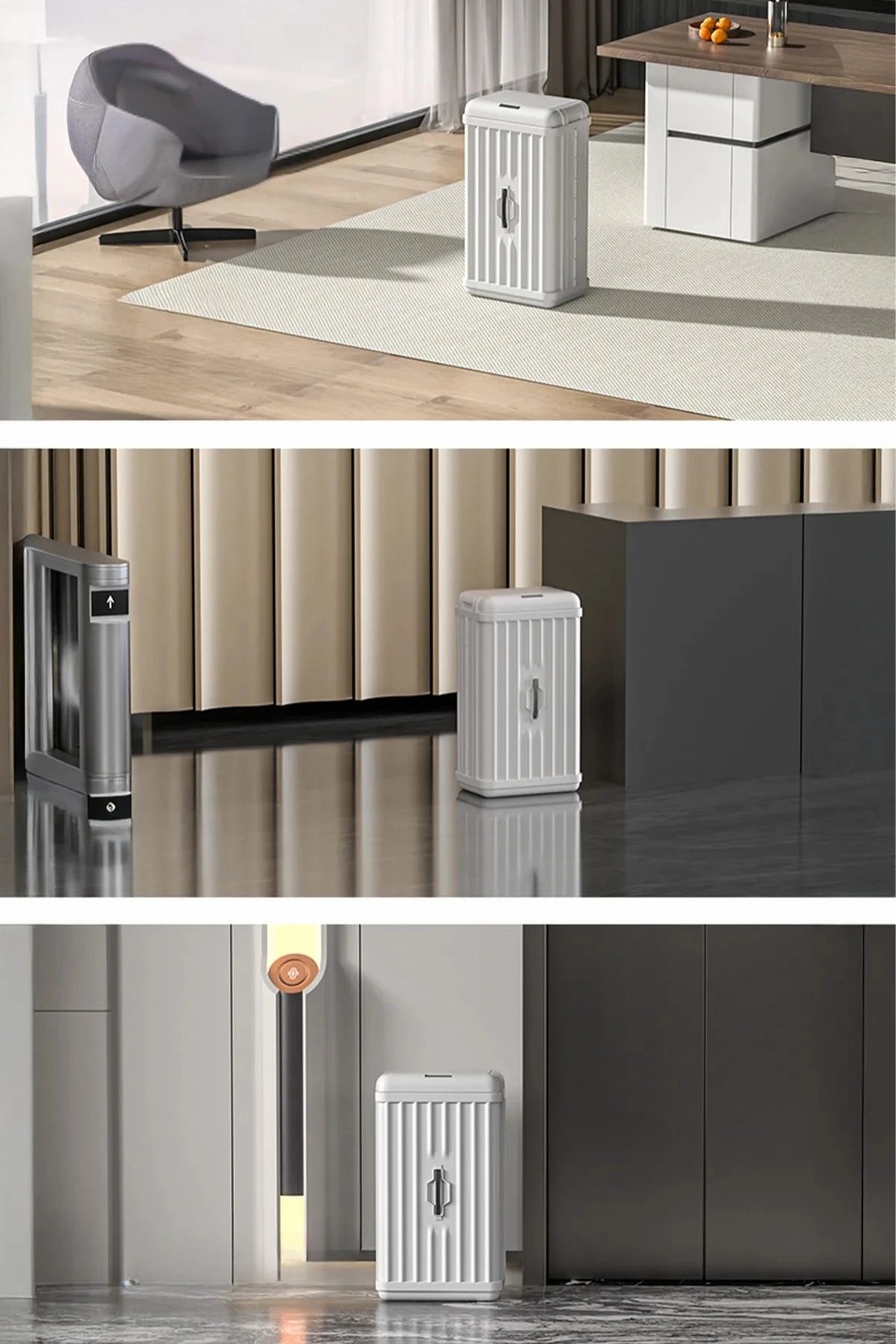 Sensörlü Dekoratif Katlanabilir Plastik Çöp Kovası, 50 lt