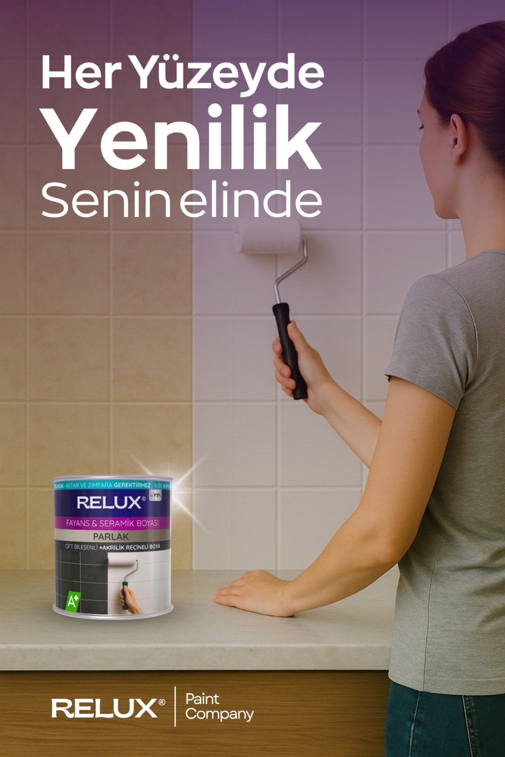 Fayans Boyası – Astarsız ve Vernik Gerektirmez, Parlak, Kimyasal Dayanıklı, Mermer, Ahşap, Metal