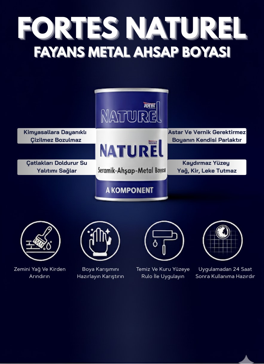 Fayans Boyası Tezgah, Mermer, Ahşap, Mobilya, Cam, Seramik, Kapı Boyası 1lt