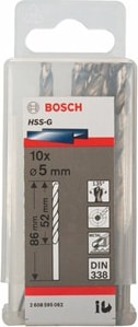 BOSCH - Metal Matkap Ucu Hss-G, Dın 338 - 5 X 52 X 86 Mm - 10'Lu Paket