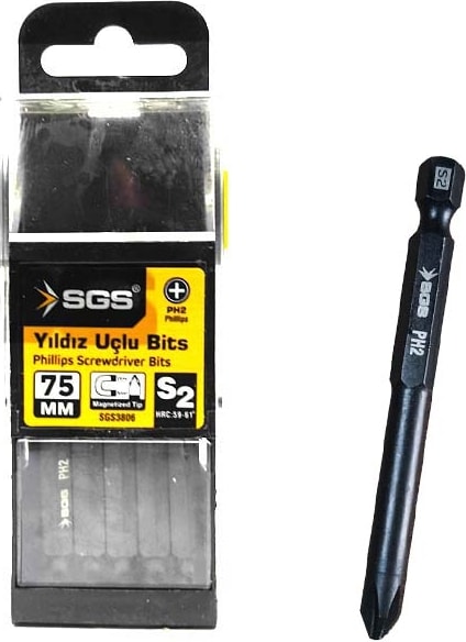 SGS 3806 Yıldız Bits Uç Ph2 x 75MM 10’lu Paket
