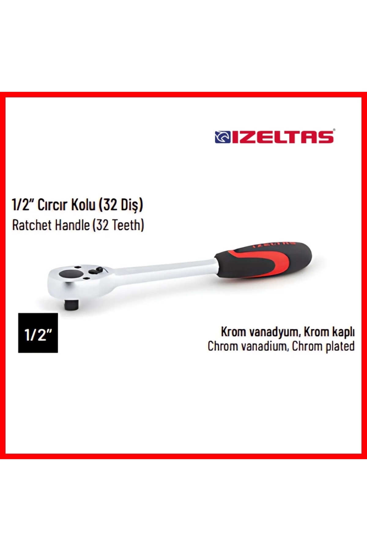 İZELTAŞ Cırcır Kolu,1/2 Inç 250mm, 32 Diş, Dayanıklı Ve Hassas Kontrol